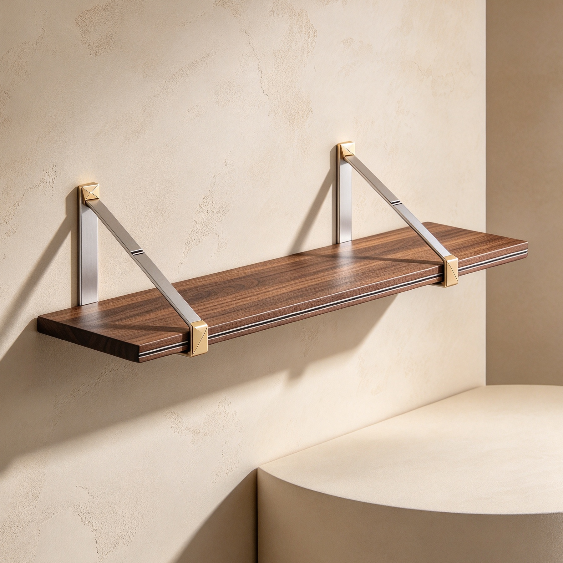 Walnut Wall-Mounted Shelves (Set of 5)