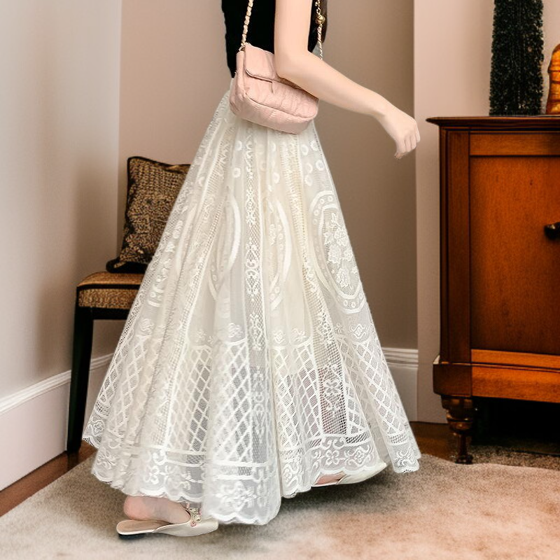 春新作 ハイウエスト ミディアム丈 フェアリースカート レディース