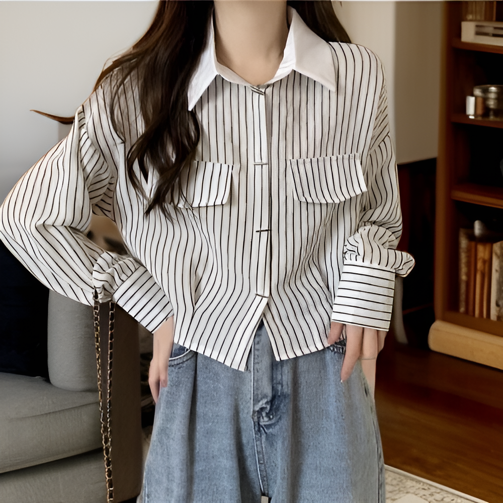 カジュアルスタイルのレディース長袖シャツ