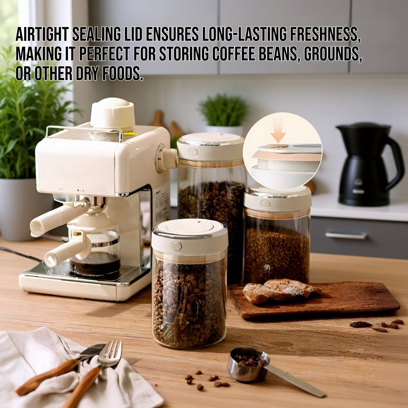 Coffee bean storage glass sealed jar