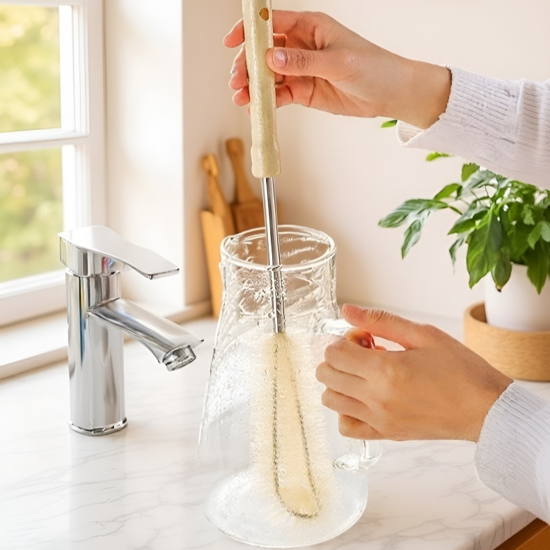 Dlouhá čisticí kartáč na hrnky – speciální kartáček na čištění šálků