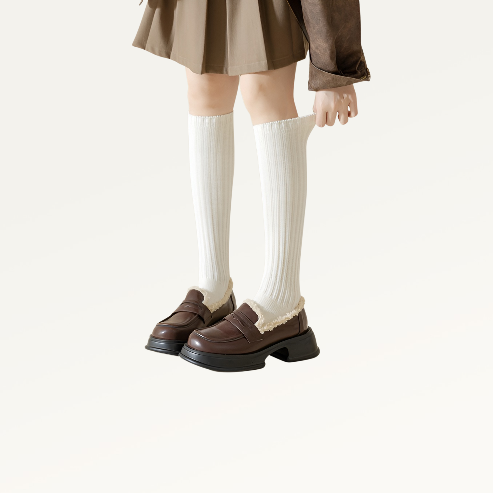 ウール暖かいソックス、秋冬レトロパイルカーフソックス
