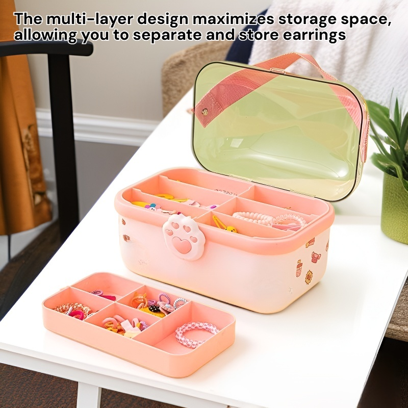 Multi-layer Compartment Jewelry Storage Box, Hair Accessories Organizer