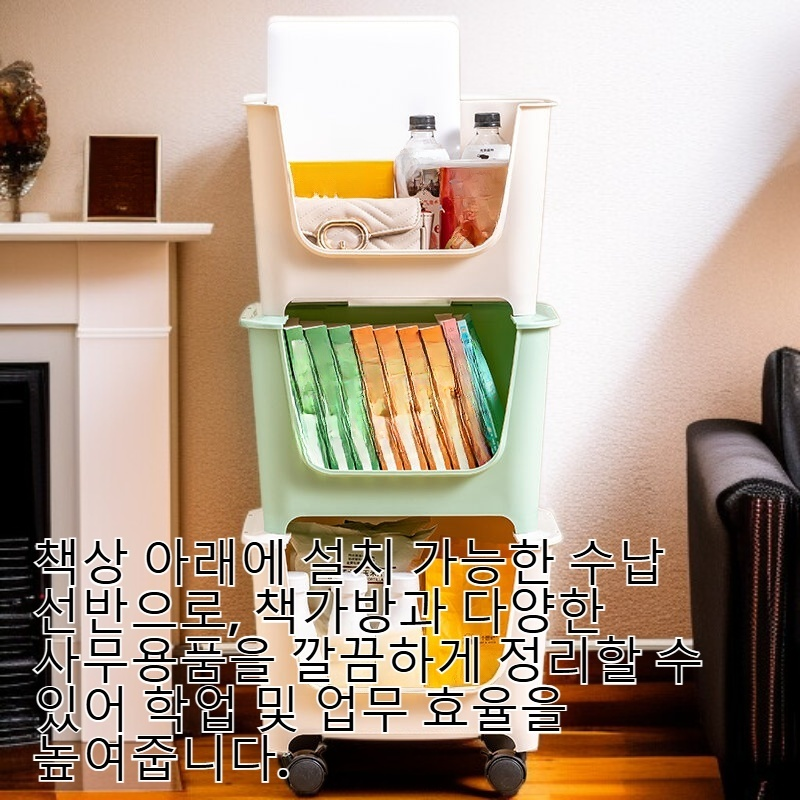  책상 아래 가방 정리대 롤러 트롤리 데스크탑 오거나이저