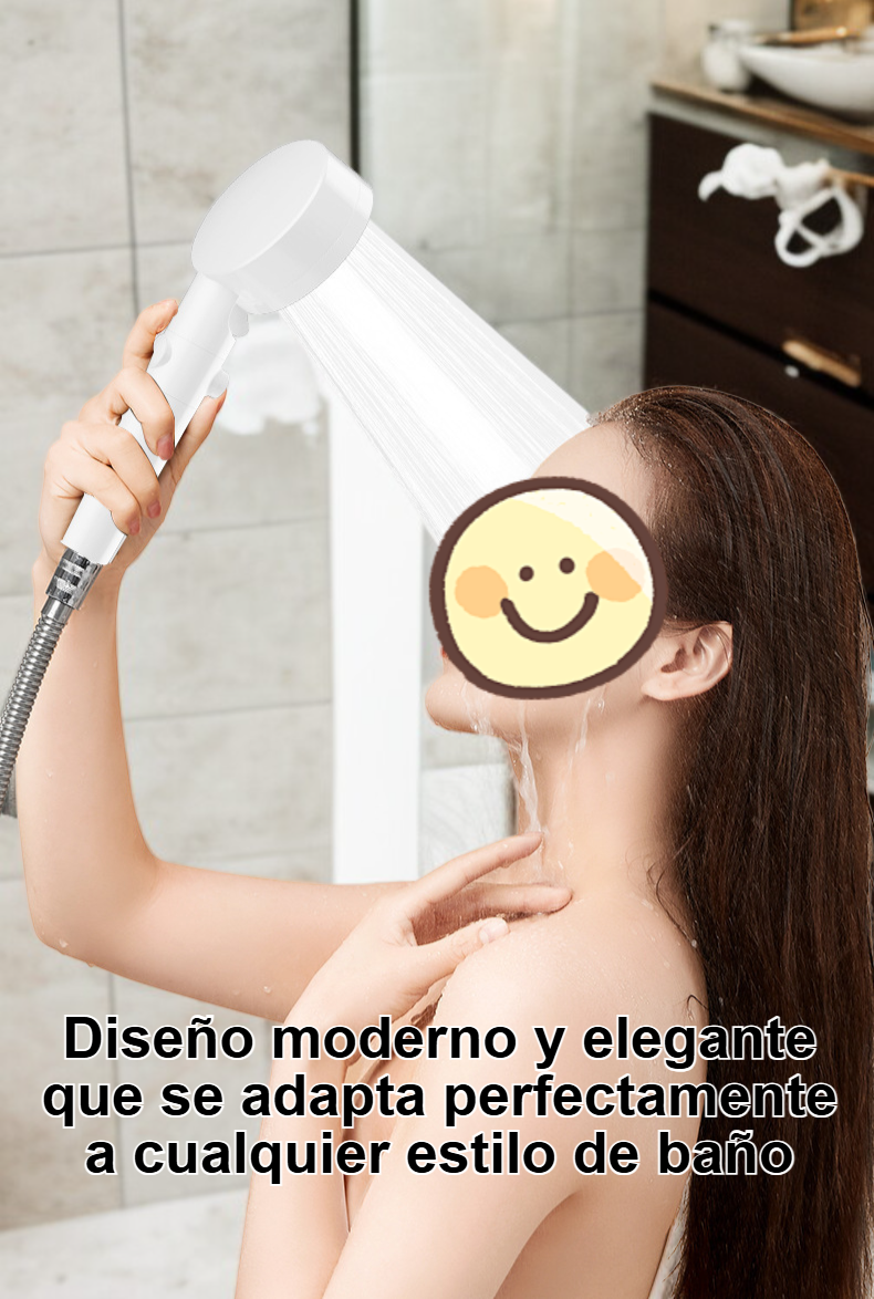 Detalle del cabezal de ducha Boost con salida de agua a presión
