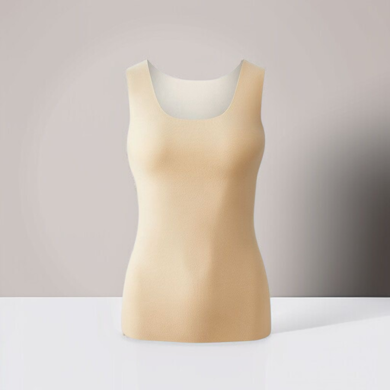  여성 무봉제 라운드넥 양면 기모 보온 조끼