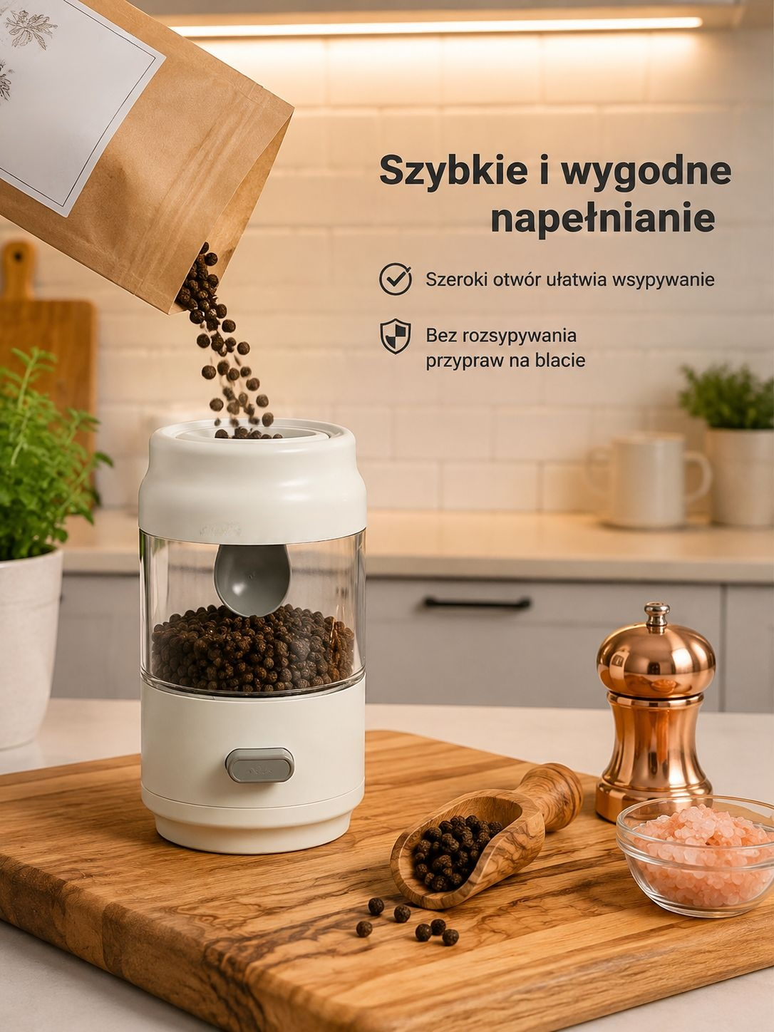 Estetyczny pojemnik na przyprawy na blat kuchenny