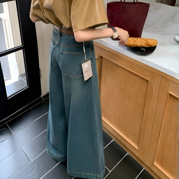 빈티지 하이웨이스트 와이드 핏 드레이프 팬츠