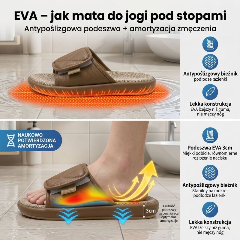 Obuwie domowe na rzepy dla szerokiej i wysokiej stopy, do szpitali i opieki