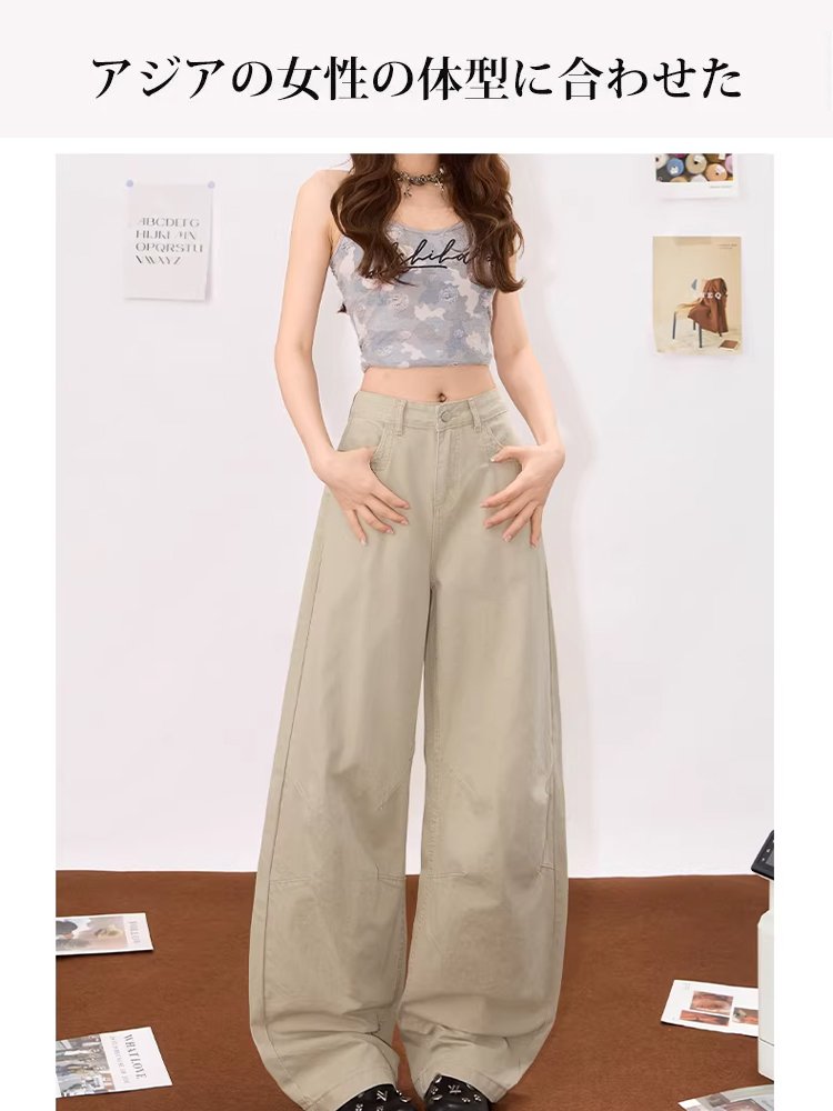着痩せカーブデザインのワイドパンツ