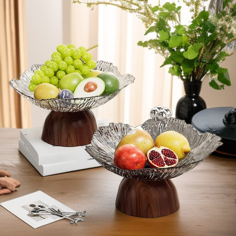 나무 무늬 가벼운 사치풍 높은 발 과일 쟁반