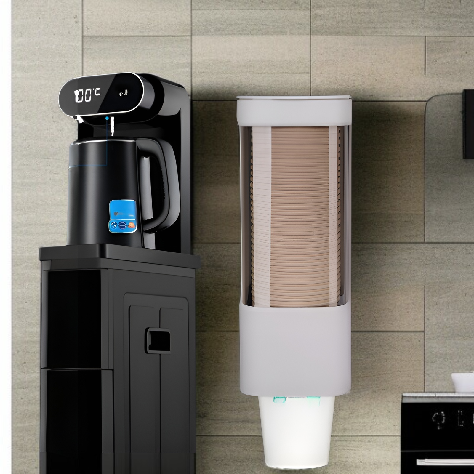 プラスチック使い捨て収納カップラックカップホルダー紙コップディスペンサー防塵ウォーターカップラック壁掛け式ダブルチューブ収納ラック