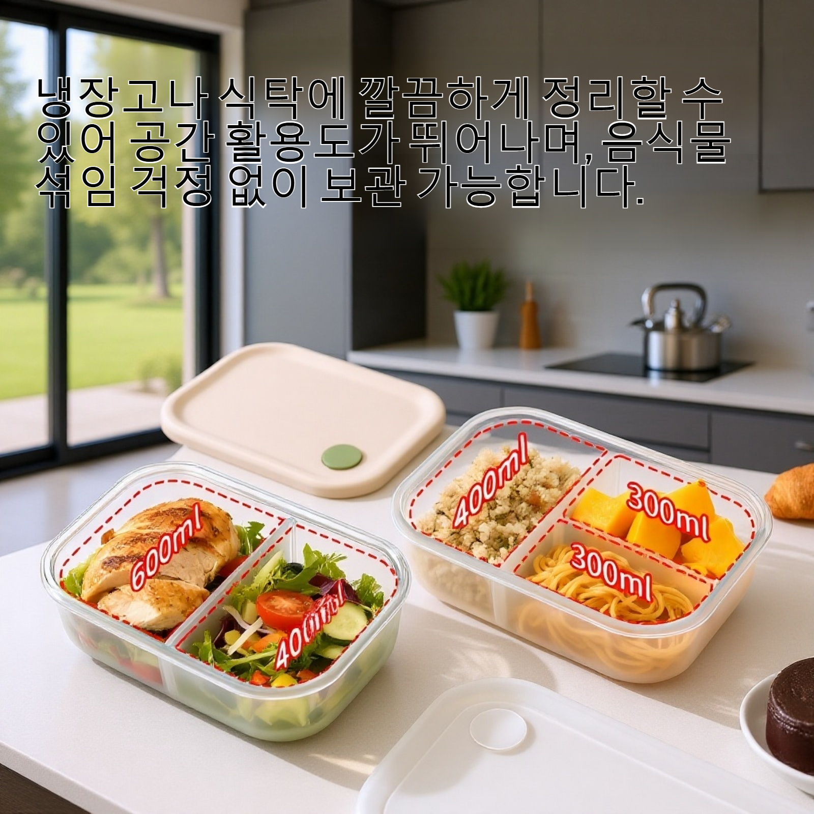 칸막이가 있는 식품 보관 용기