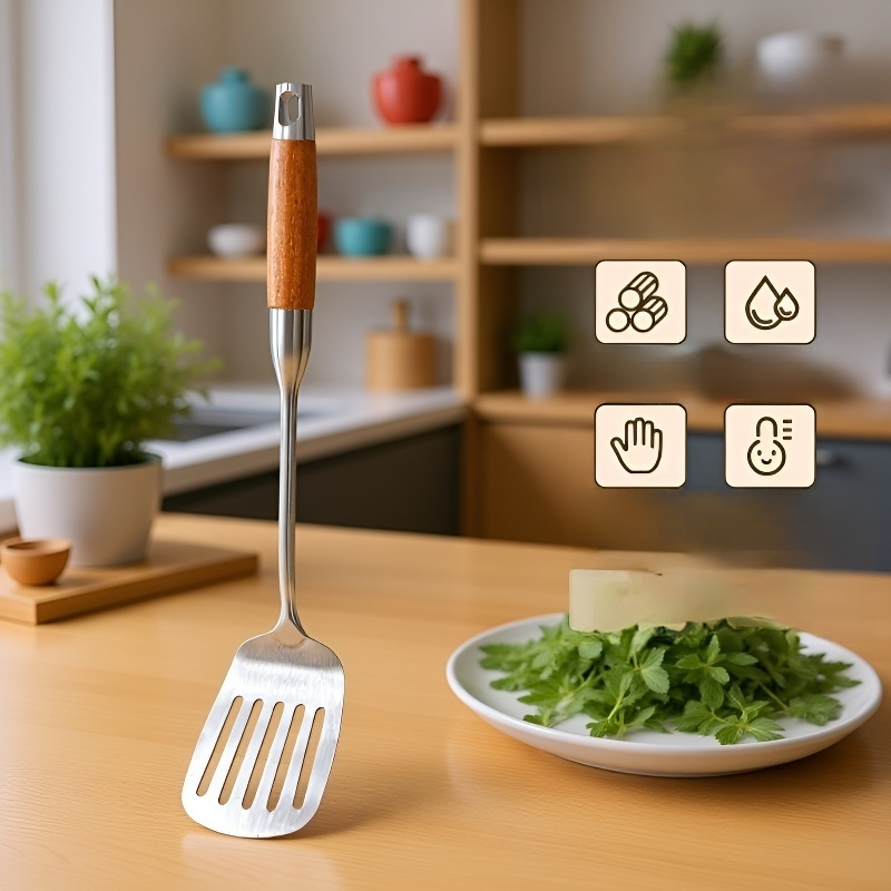 ローズウッド製のステンレススチールキッチンへら