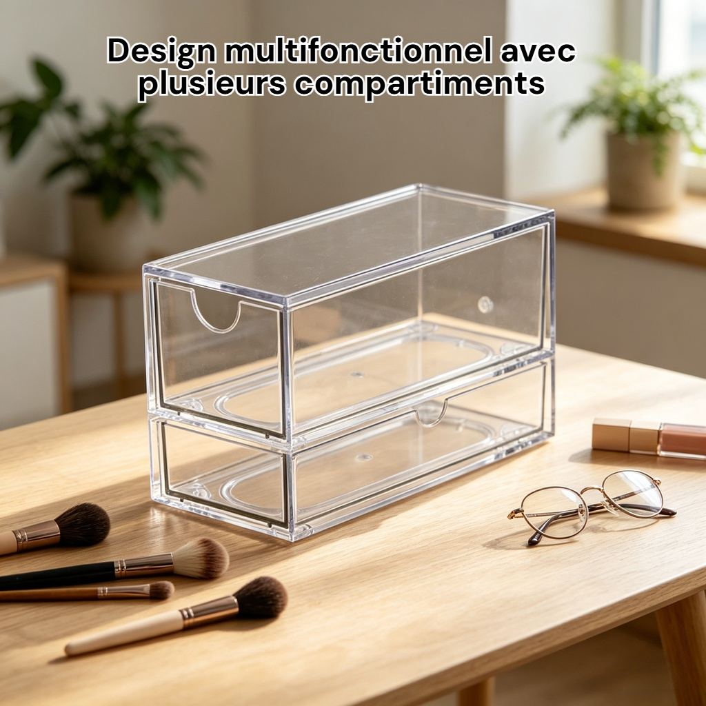 Boîte de rangement en acrylique pour bureau