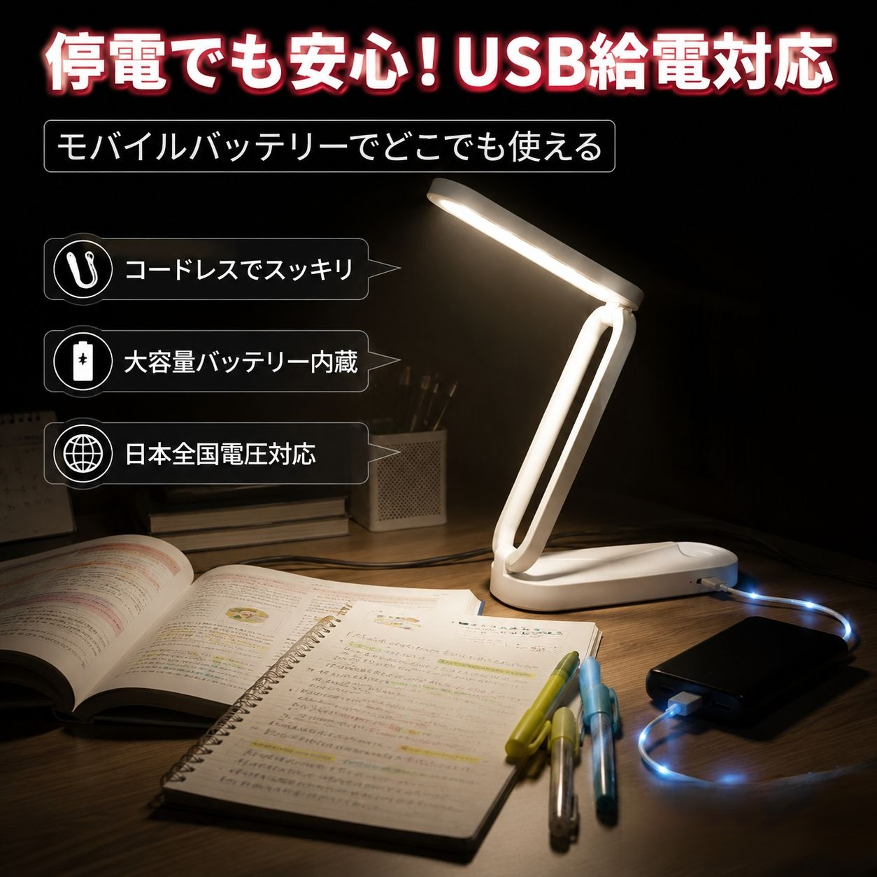 目の保護LED読書灯、ベッドサイド専用、学生寮や書斎に最適