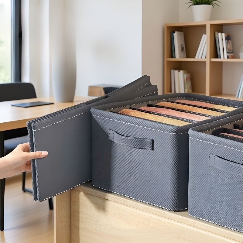 Foldable storage bin for bedroom organization