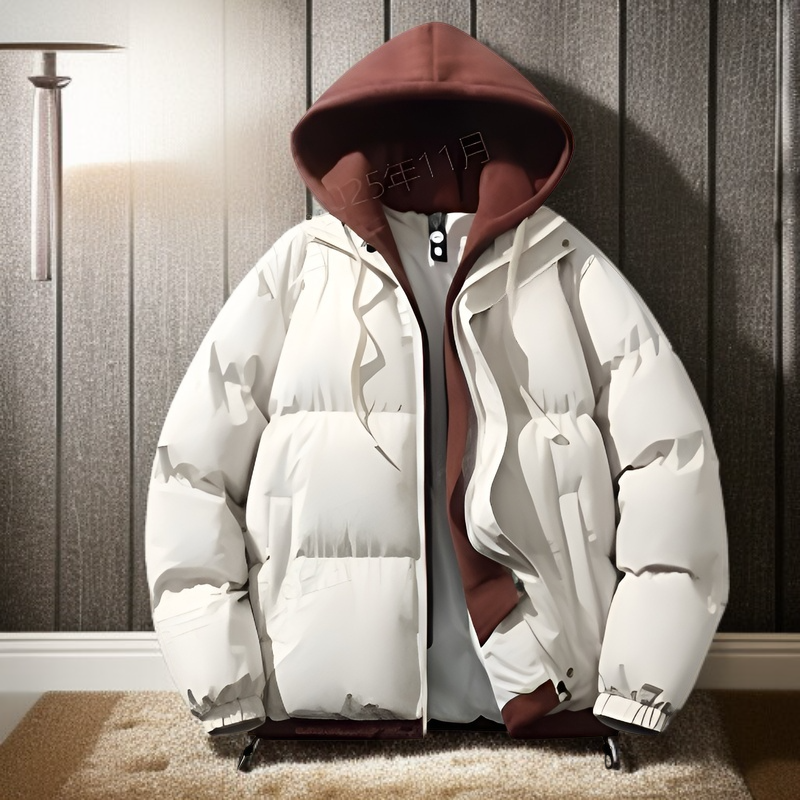 커플 도톰한 패딩 코트 루즈핏 빵옷 도톰한 코트 가짜 투피스 빵 패딩