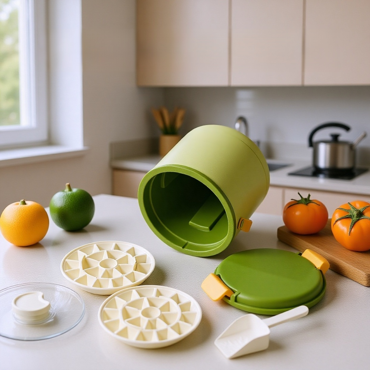 Cubo de hielo portátil con tapa hermética y diseño compacto