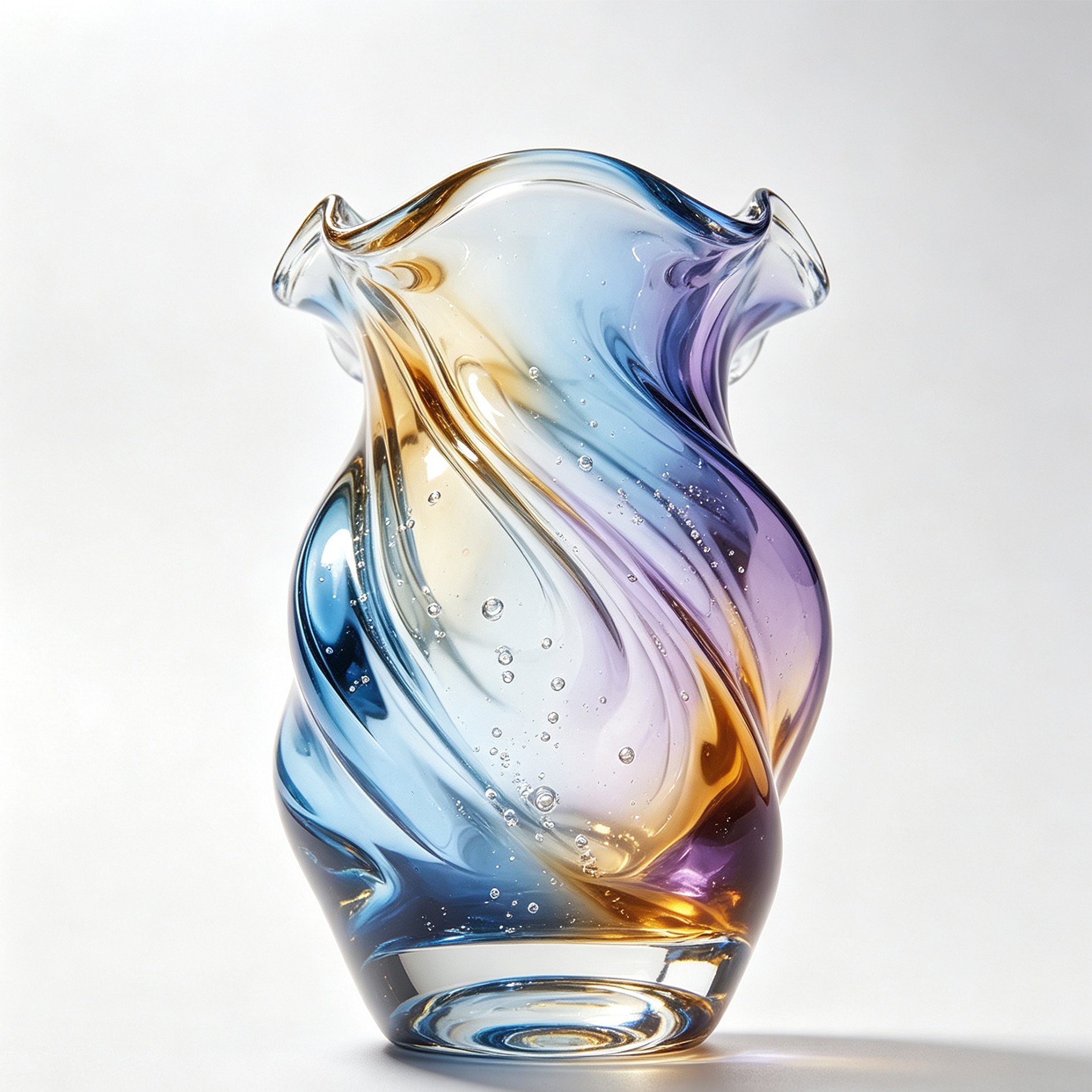 Fantasy Wave Swirl Pattern Glass Vase