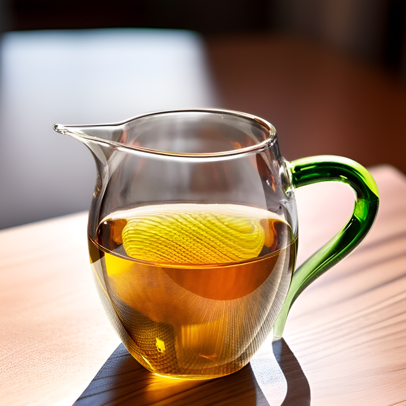 손잡이와 필터가 포함된 두꺼운 내열 유리 소재의 쿵푸 티 세트