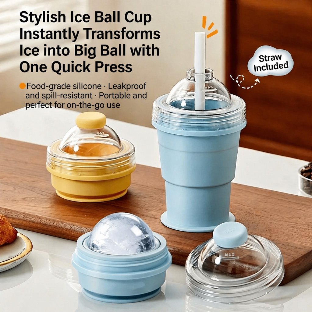 Portable folding ice hockey cup with straw