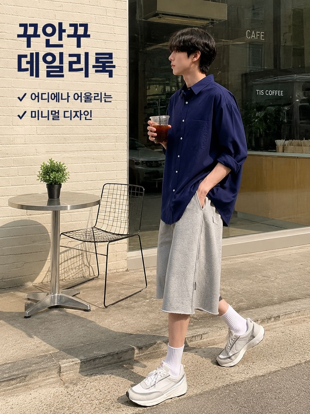 남자 세미 와이드 7부 트레이닝 반바지