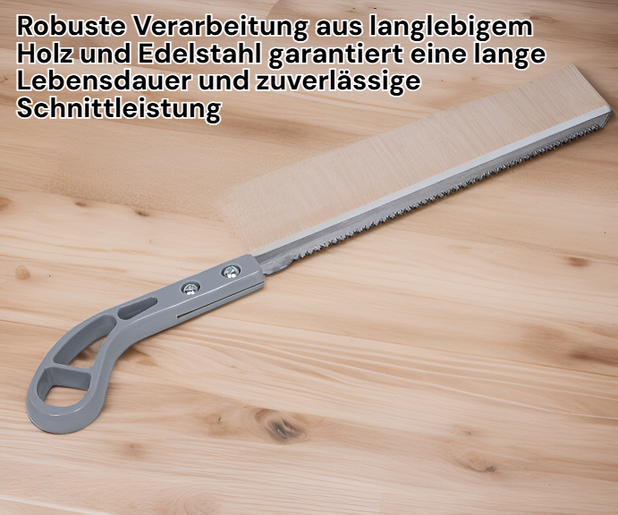 Detailansicht der Sägezähne der Mini-Holzsäge