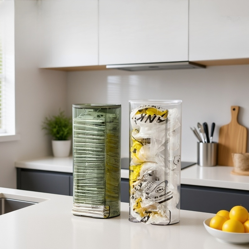 高級な壁掛け式ゴミ袋収納ボックス、透明な下着と靴下オーガナイザー、穴あけ不要。