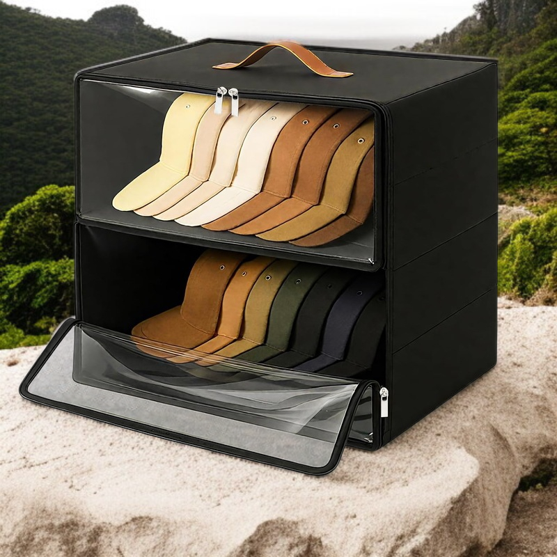 不織布野球帽収納ボックス雑貨収納整理ジッパー帽子ボックス布収納ボックス