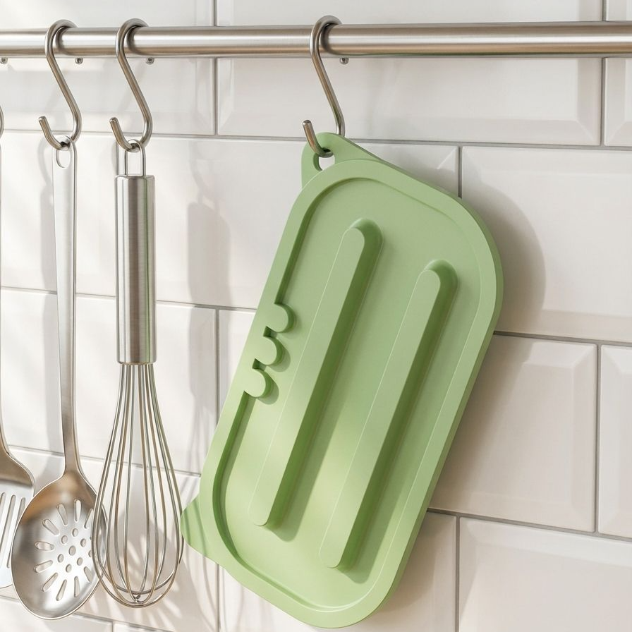 調理中のキッチンで水切りマットを活用するシーン