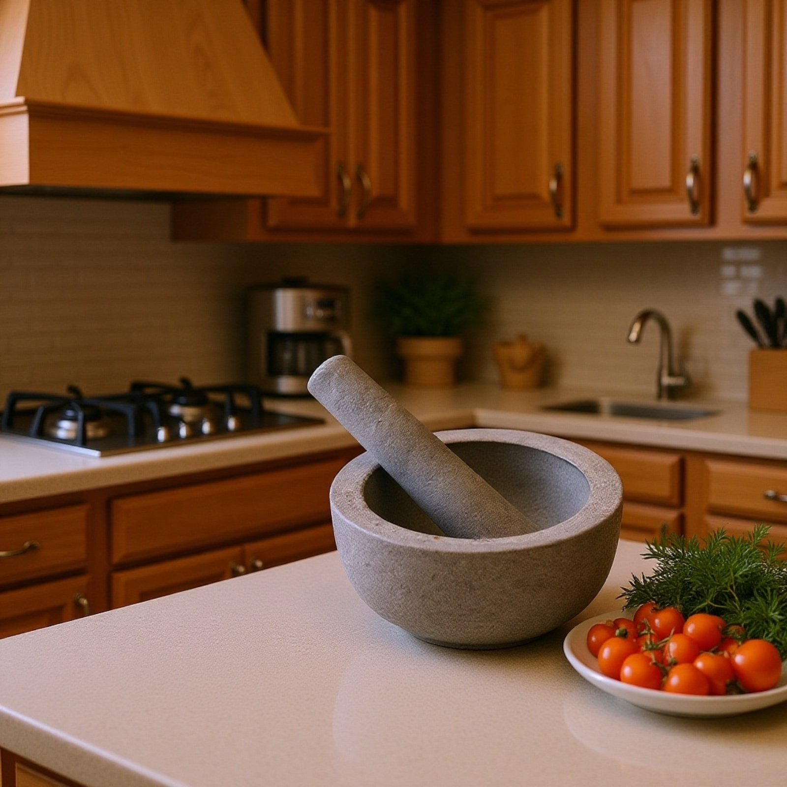 튼튼한 화강암 마늘 다지기 디테일 샷