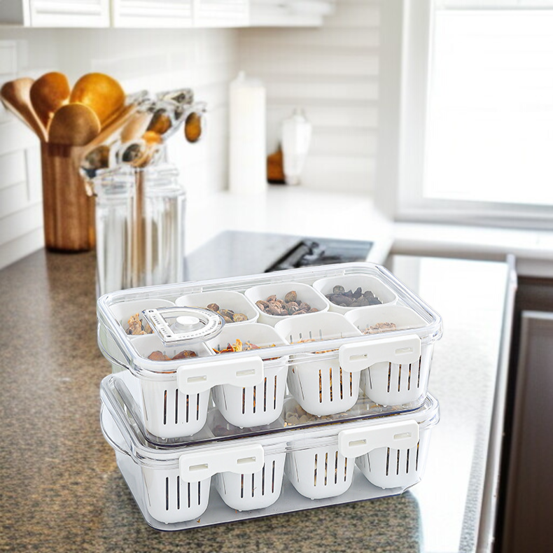 FrischeOrganizer in Lebensmittelqualität Transparente Aufbewahrungsbox mit Fächern Multifunktionale 