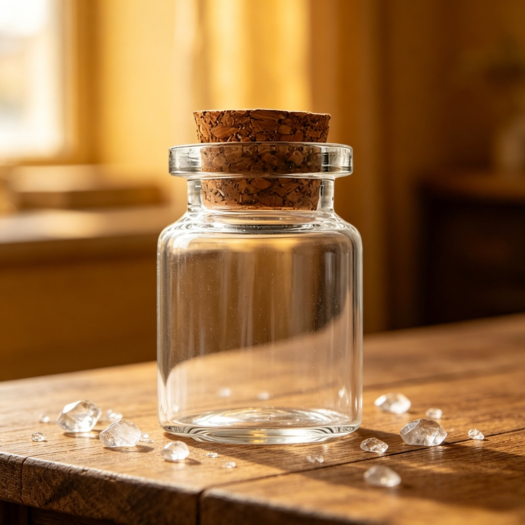 Mini bouteille en verre avec bouchon de liège pour message flottant et vœu