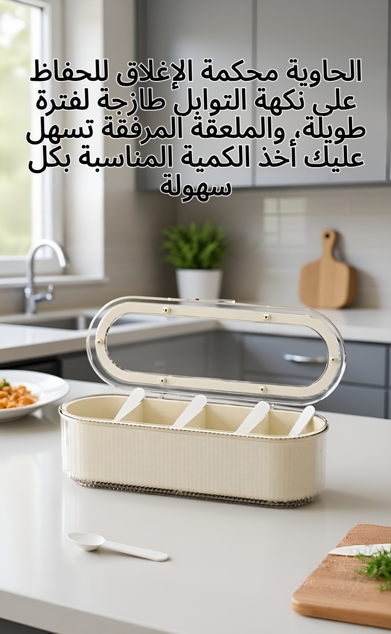 مطبخ مع ملعقة وحاوية توابل أنيقة