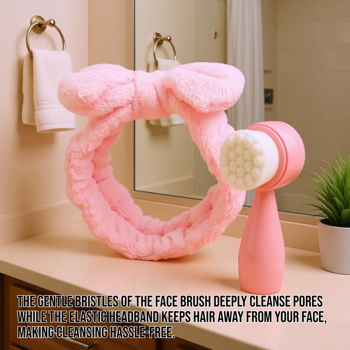 Face brush+bow tie shower headband set