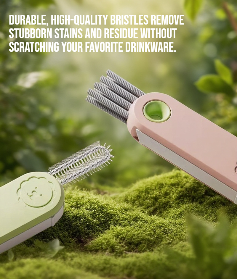Close up of multi functional cup cleaning brush
