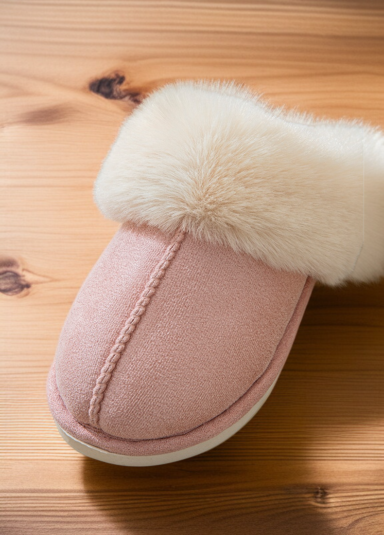 多色可選毛棉拖鞋並排展示