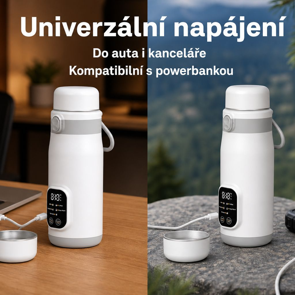 Přenosný USB ohřívací hrnek do auta, multifunkční hrnek s udržením teploty