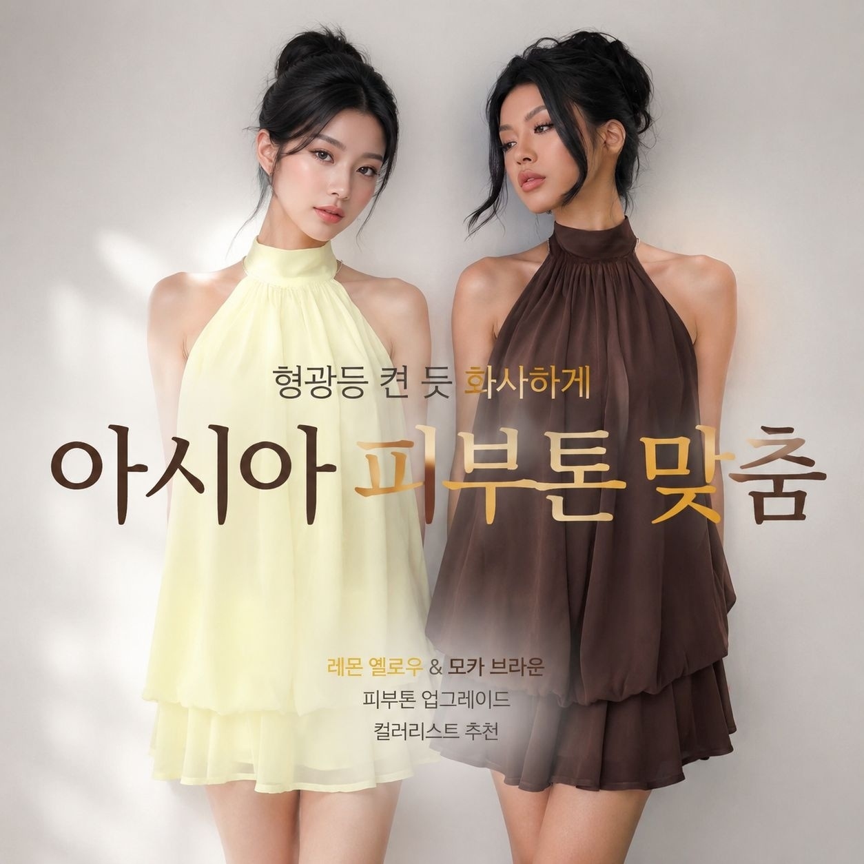 여성용 트렌디 백리스 홀터넥 쉬폰 드레스