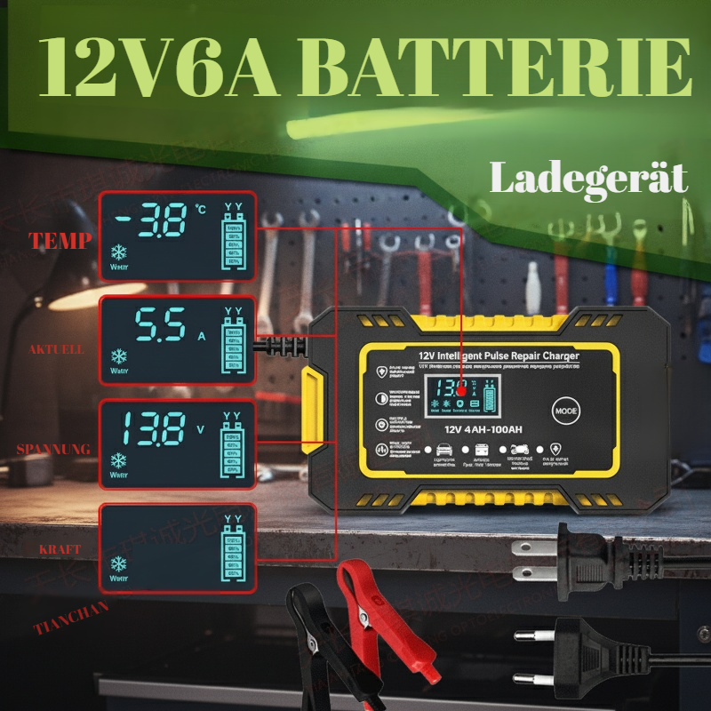 12V vollautomatisches Start-Stopp-Batterieladegerät mit Reparaturfunktion