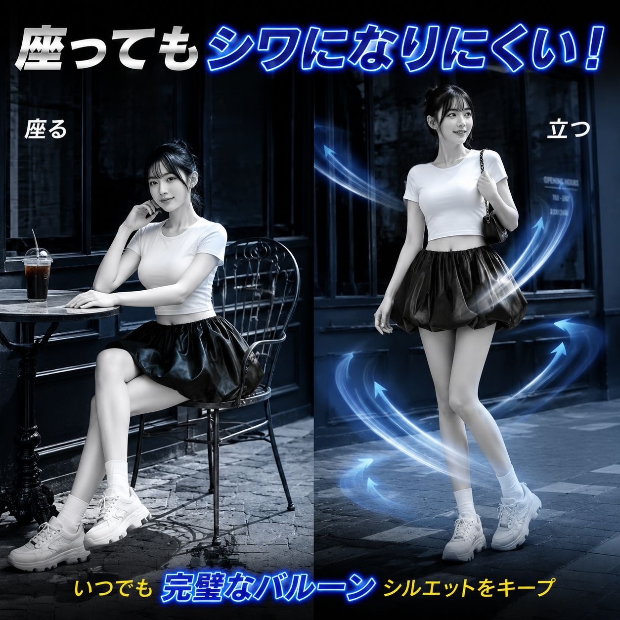 ファッション無地ソフトレザーショートプリーツレディーストップス
