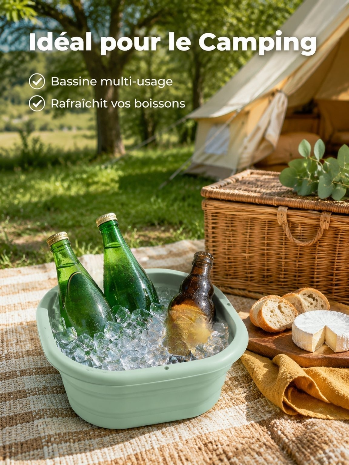 Bassin de lavage pliable portable