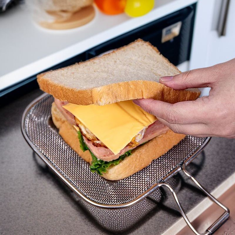 Multi-Purpose Stainless Steel Toaster Clamp for Sandwich Grilling