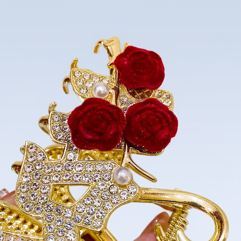 Luxury hair clip with sparkling diamonds on black background