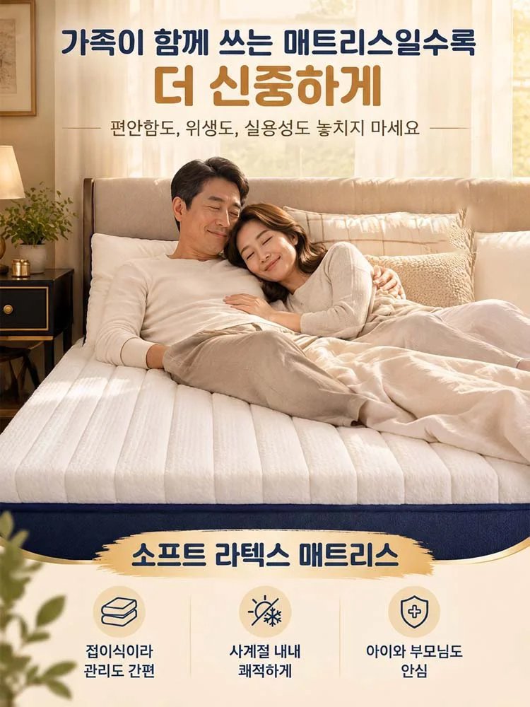 100% 천연 라텍스로 제작되어 인체에 무해하며, 7존 설계로 척추를 편안하게 지지해 드립니다!