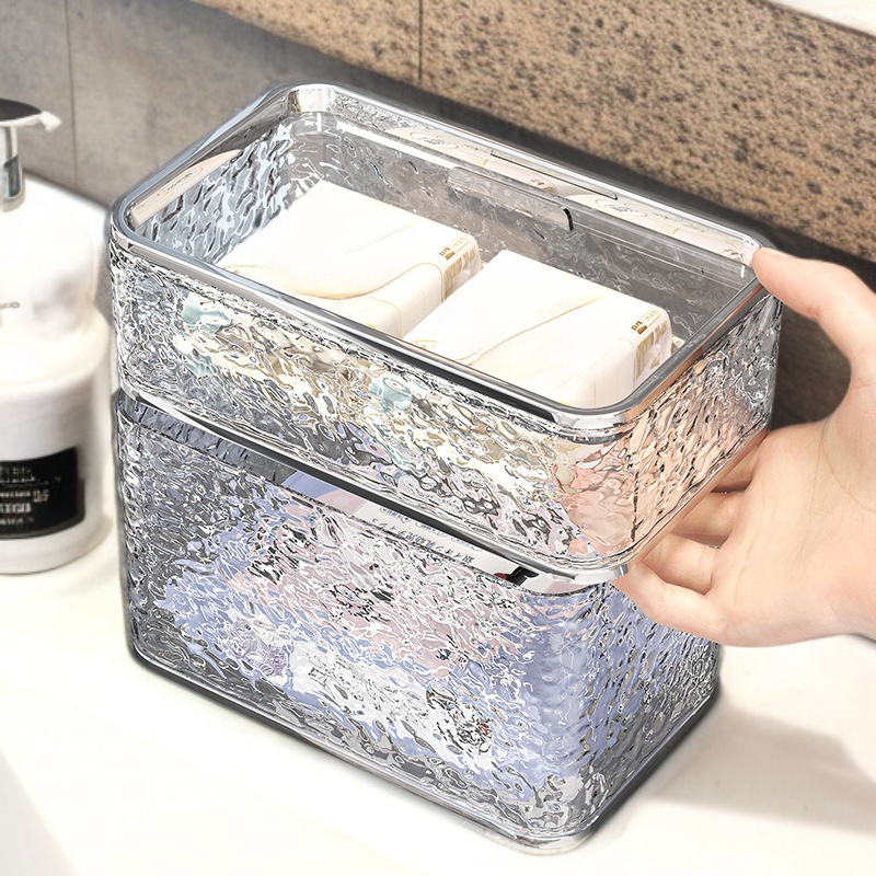 Caja de pañuelos con diseño de ondas de agua para baño, montada en la pared