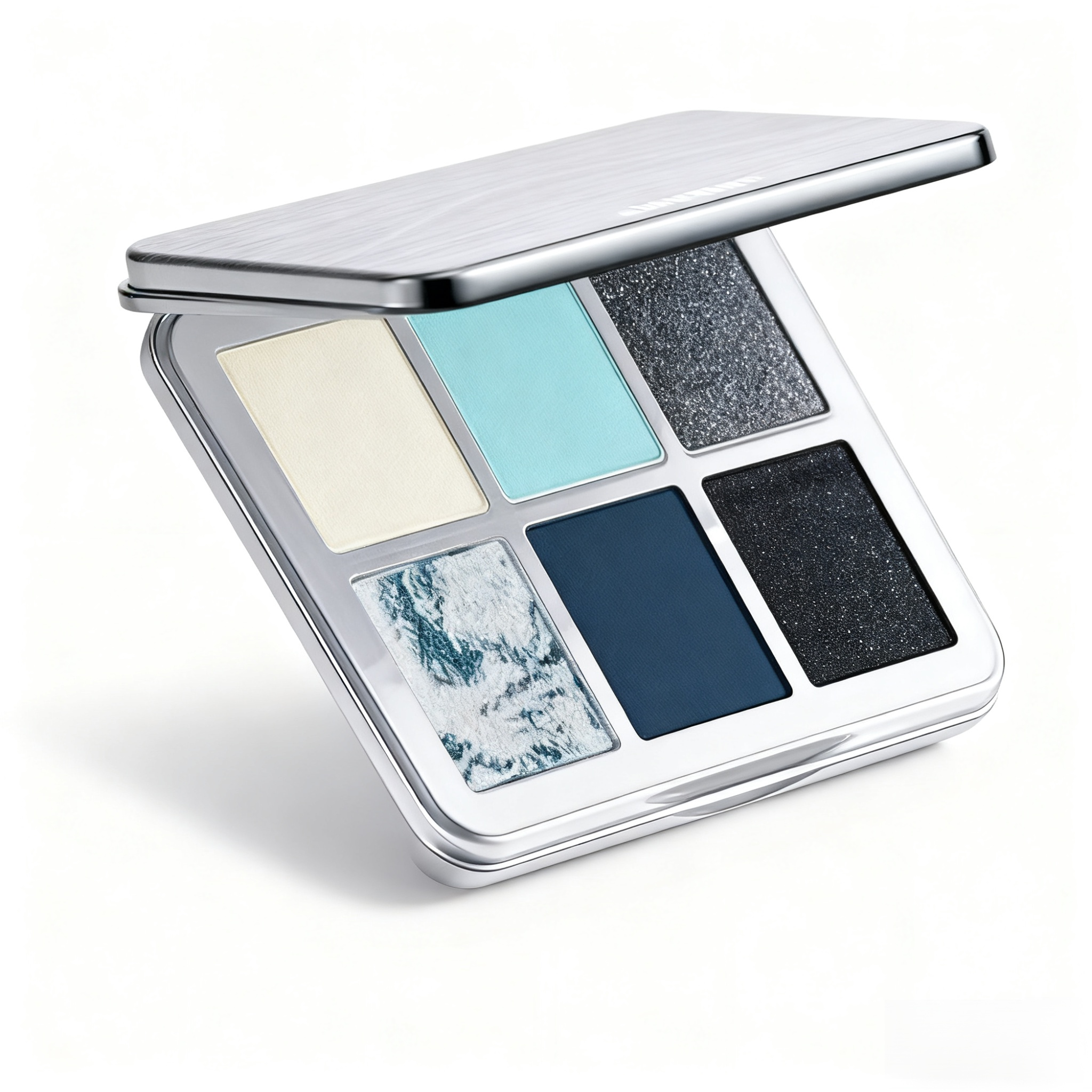 다양한 컬러의 매트 글리터 아이섀도우 팔레트 클로즈업