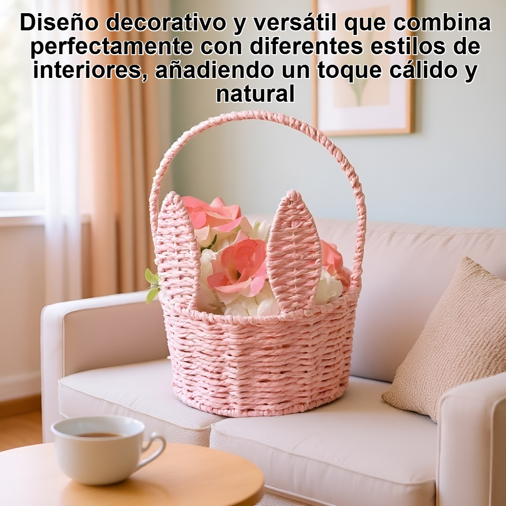 Cesta de almacenamiento tejida en sala moderna