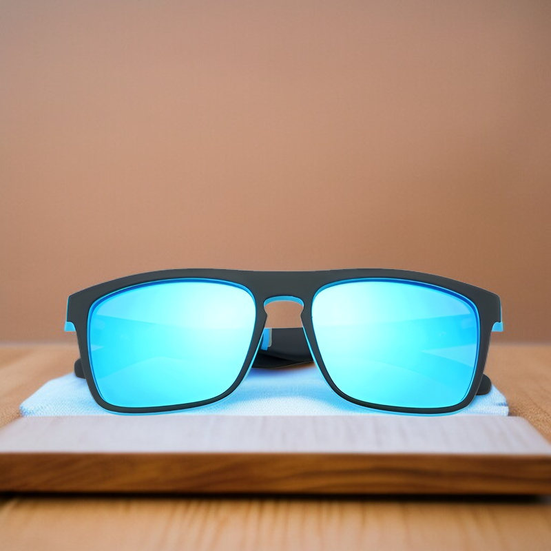 Herren-Polarisationsbrille mit elastischem PC-Rahmen und irisierender Folie